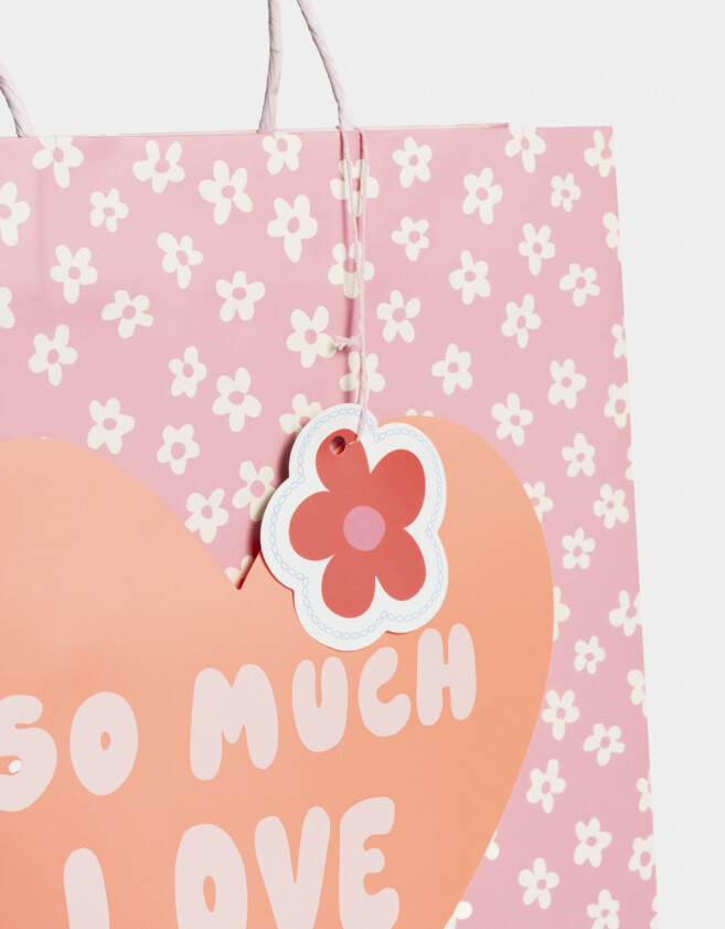 Accesorios Regalos Corazón Bolsa De Regalo Estampada So Much Love - Rosa Oscuro