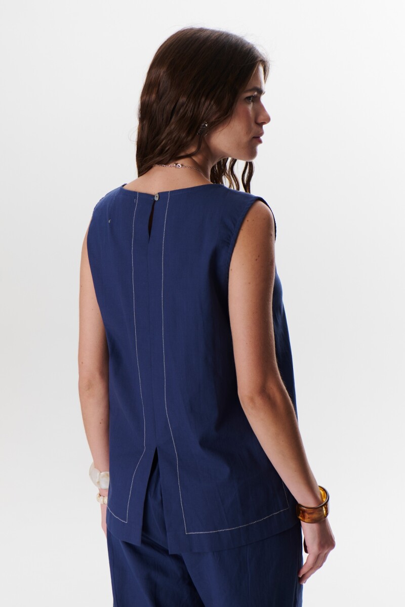TOP LINO STRECH AZUL