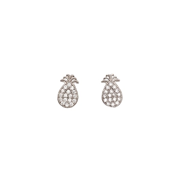 Caravanas Piña-Plata 925-Piedra Zirconia-CA3133 conpiedra