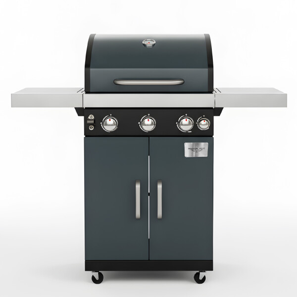 Parrillero Barbacoa A Gas Portátil Patio Jardín Hornalla X4 Color Gris