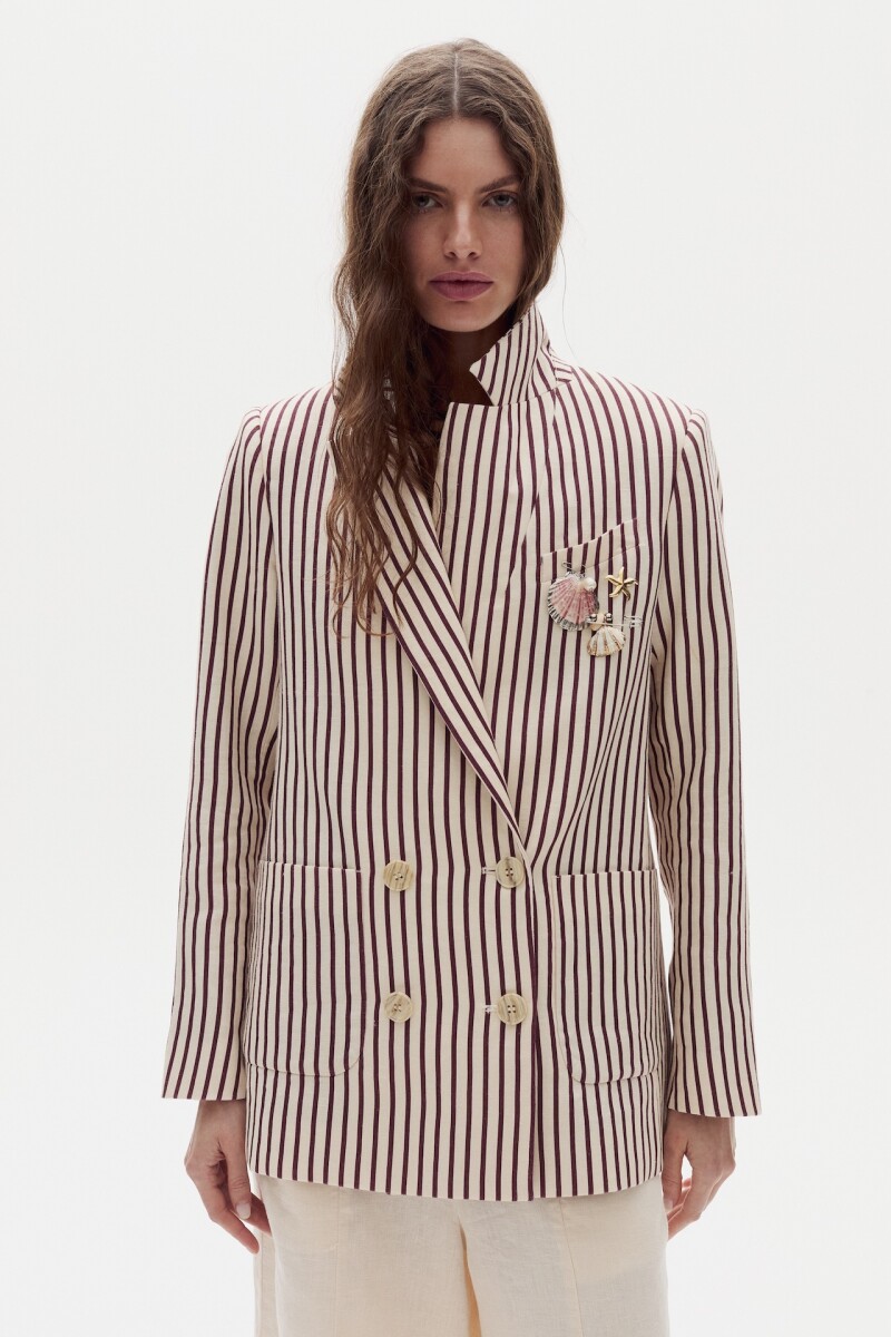 Blazer Joseph en Lino Malbec Stripes