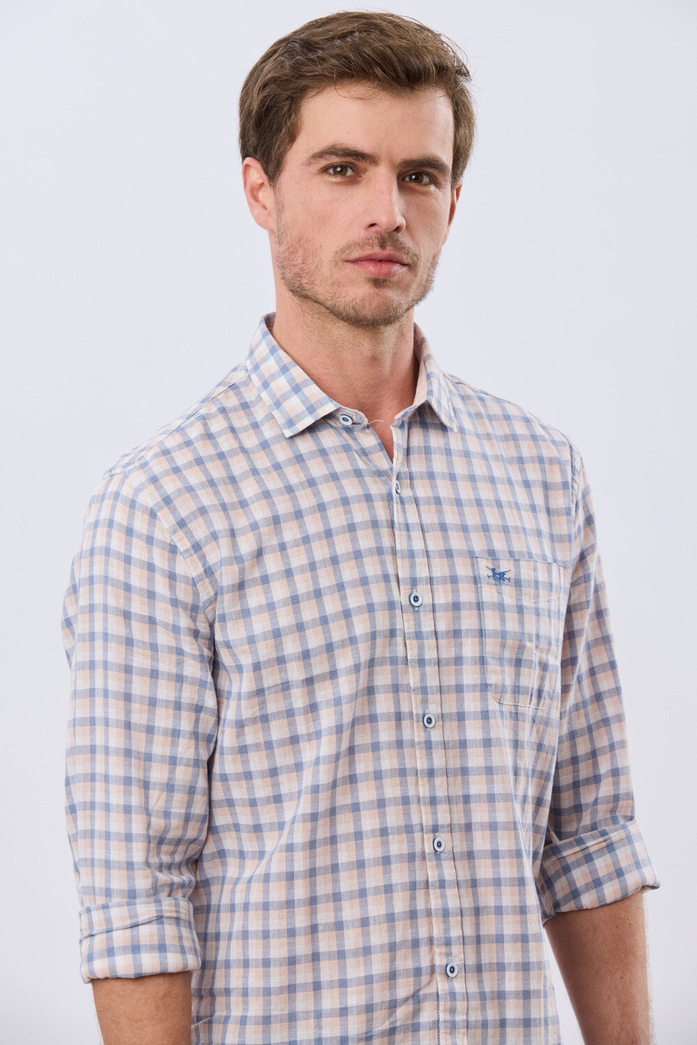 CAMISA CUADROS DE LINO Rosa