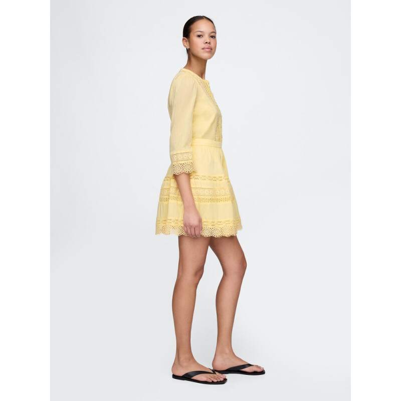 3/4 SLV TEXTURED MINI DRESS PALE BANANA 12-0824TCX