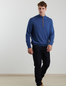 470996 SWEATER MEDIO CIERRE HARRINGTON LABEL Azul Piedra