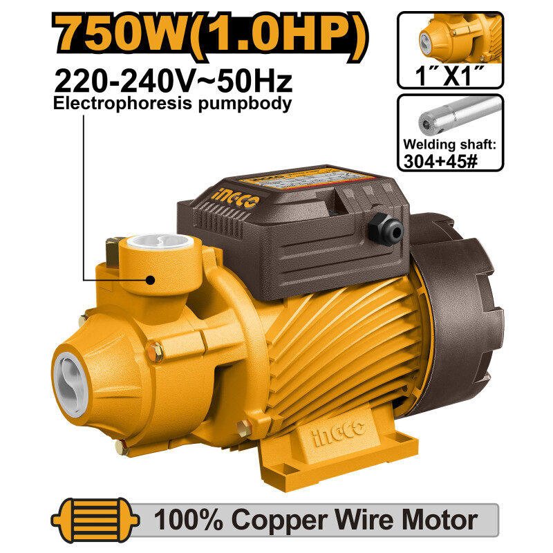 BOMBA PERIFÉRICA 1HP 750W 50L/MIN 52M INGCO VPM75068 BOMBA PERIFÉRICA 1HP 750W 50L/MIN 52M INGCO VPM75068