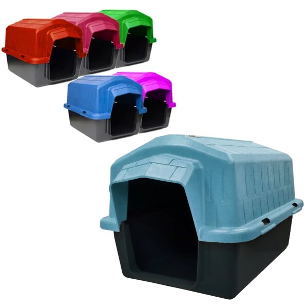 Casa Casilla Cucha Perro Mascota N3 Plastico Raza Mediana Color Variante Azul