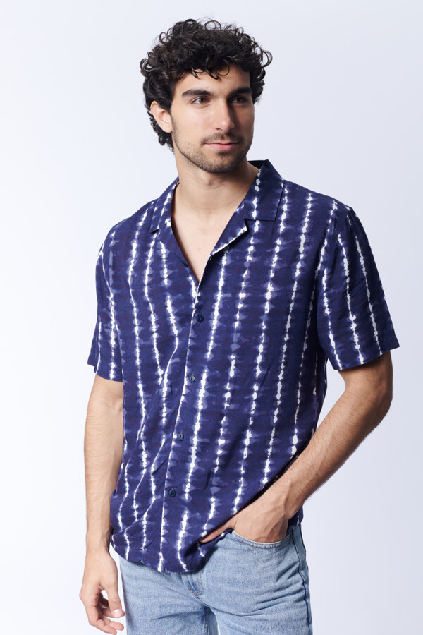 Camisa viscosa estampa arabescos Abstracta Azul