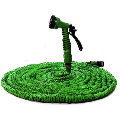 Manguera Flexible Extensible Hasta 30mts + Pistola de Riego Verde