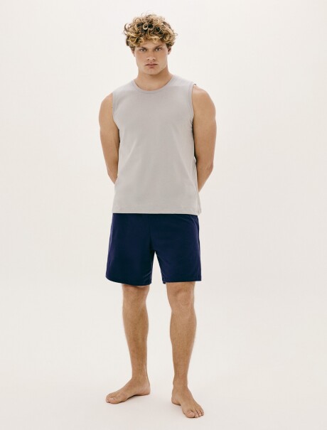 PIJAMA CORTA DE ALGODÓN AZUL