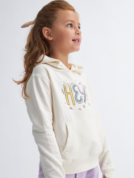 Hoodie deportivo estampado Crudo