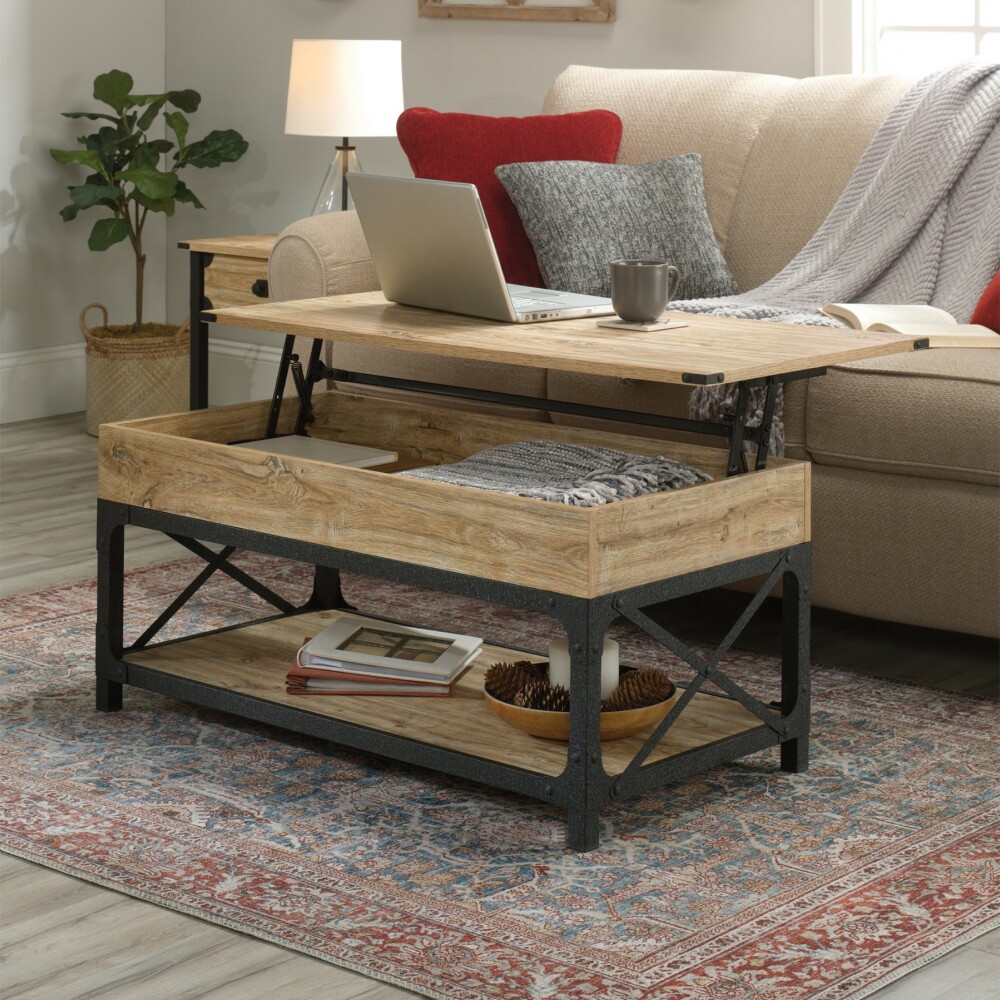 Mesa Ratona Articulada - Sauder - Linea Steel River Marrón