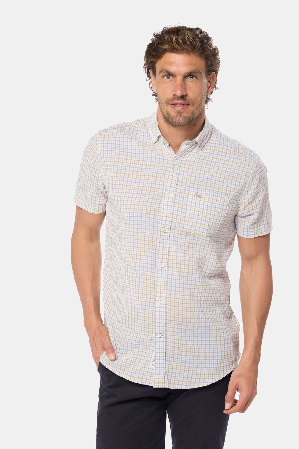 CAMISA DE LINO A CUADROS Verde