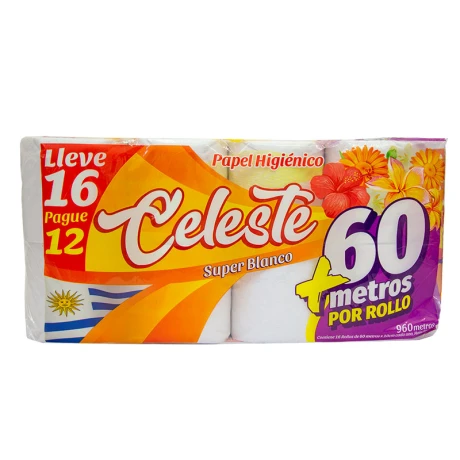 Papel Higienico CELESTE 16 Rollos 60m Papel Higienico CELESTE 16 Rollos 60m