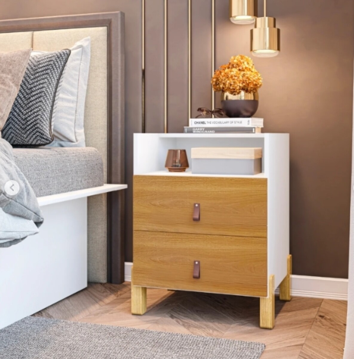 Mesa de luz Domus blanca/freijo 