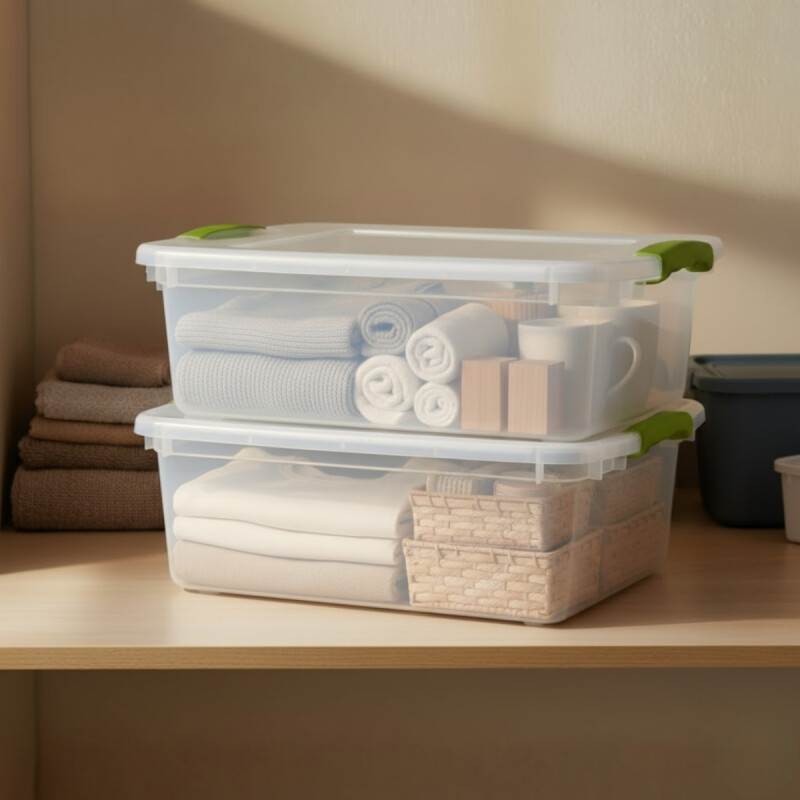 Set x2 Caja organizadora 15 lts Wenbox TRANSPARENTE