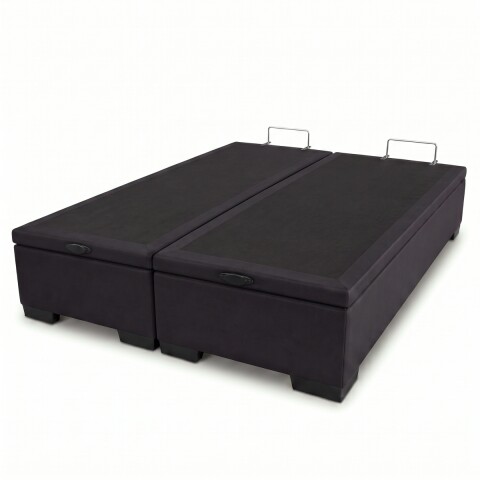 Base Box Baul para Sommier Colchon - Estructura Madera Maciza - Negro 138 x 188 x 35 cm Doble