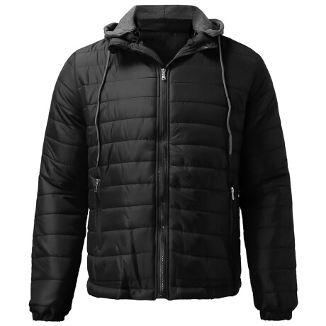 Campera Inflada Uzspace Combinada Con Capucha Hombre Negro