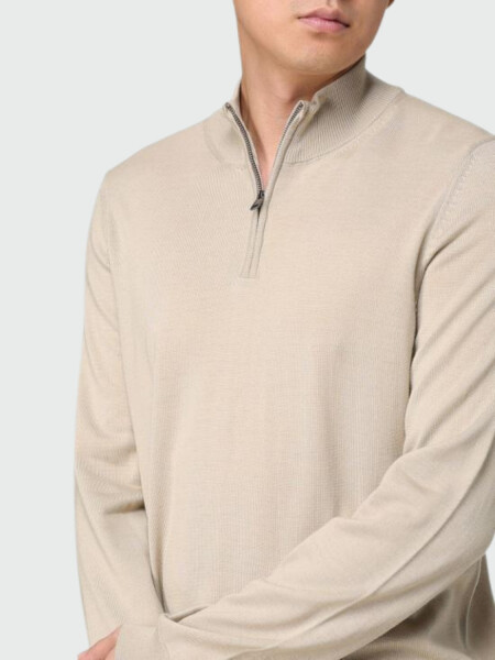 BOSS - Buzo con Cuello de Cierre Beige