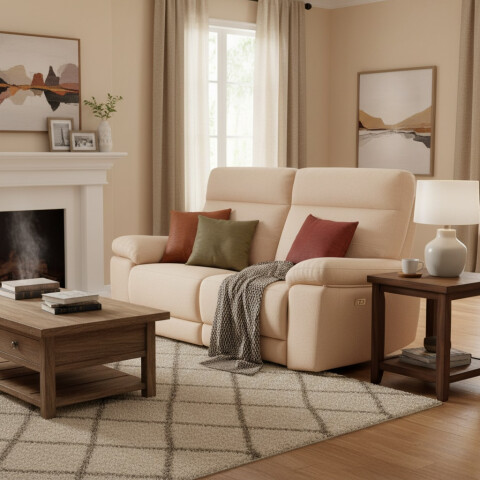 SOFA RECLINER ELECTRICO 2 CUERPOS BEIGE 2517 SOFA RECLINER ELECTRICO 2 CUERPOS BEIGE 2517