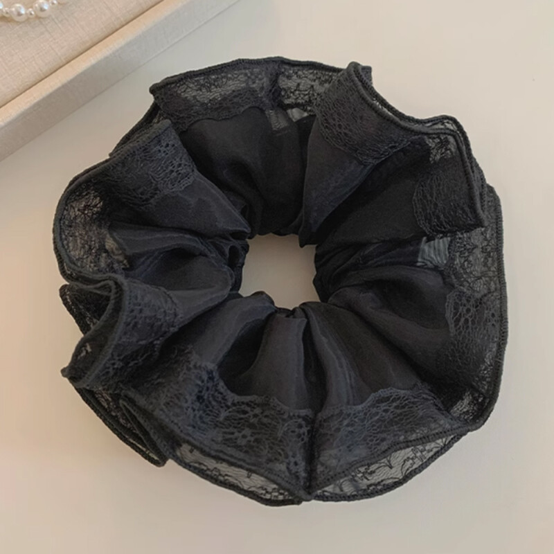 Gomita De Pelo Con Encaje - Scrunchie - Color Negro Gomita De Pelo Con Encaje - Scrunchie - Color Negro