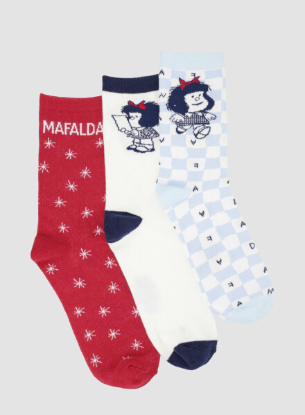 Pack x3 medias dama media caña mafalda Variante 26
