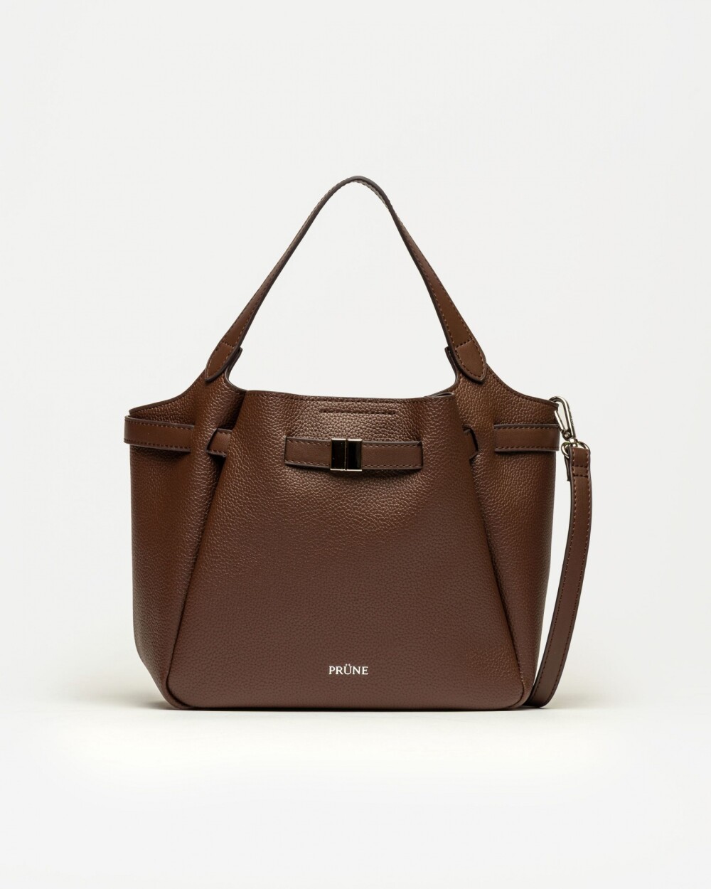 Cartera de mano Marble en efecto cuero graneado Marron