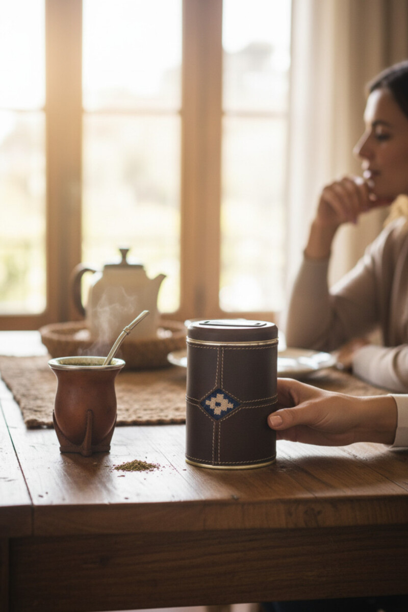 Yerbera de cuero con pico cebador Yerbera de cuero con pico cebador