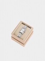 Reloj Rectangular Pulsera De Acero Inoxidable plateado