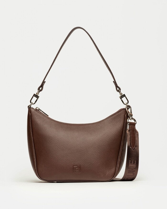 Bandolera Venice en cuero graneado Marron