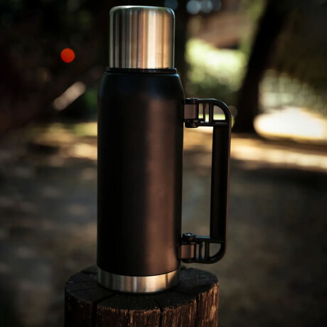 Termo Triton 1Lt Acero Inoxidable Doble Pared + Tapón Extra Negro