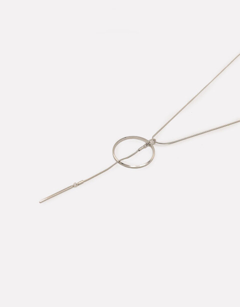 Collares Largos Collar Largo Con Anillo - Plateado Rodio