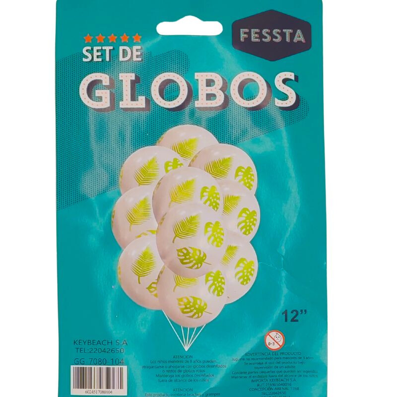 Set de Globos Fessta Diseño Hojas x10 und Set de Globos Fessta Diseño Hojas x10 und