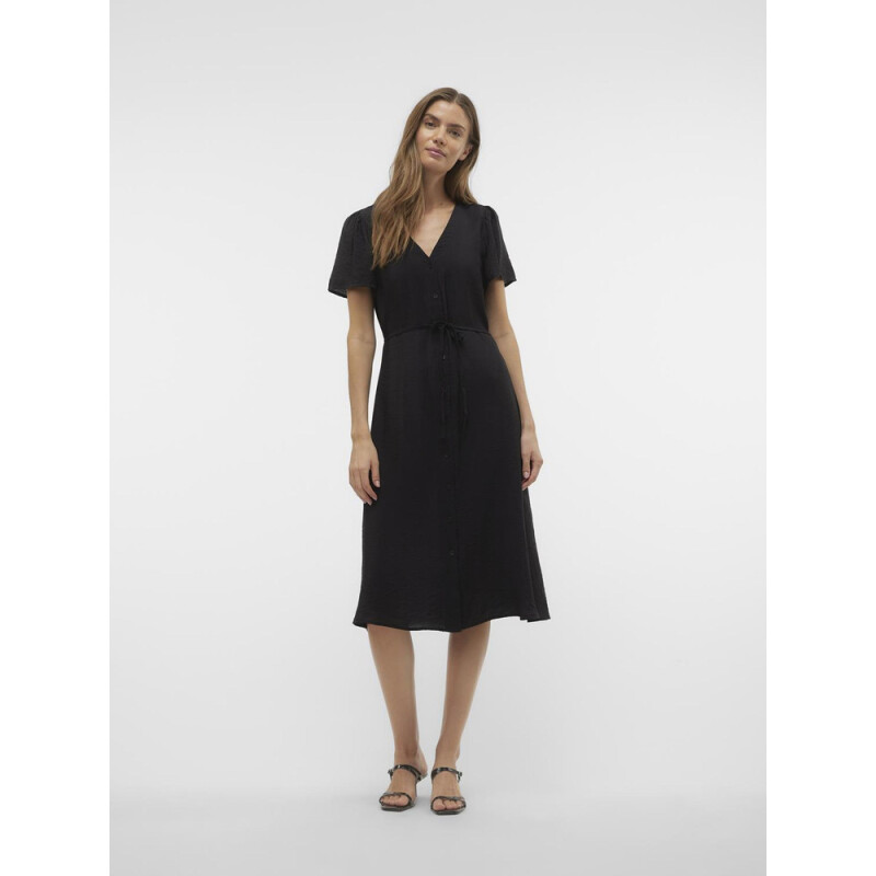 VMJOSIE SS CALF SHIRT DRESS WVN GA BLACK