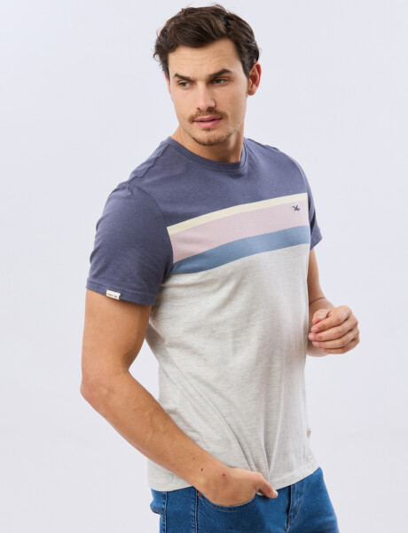 REMERA RAYADA DE ALGODÓN Gris