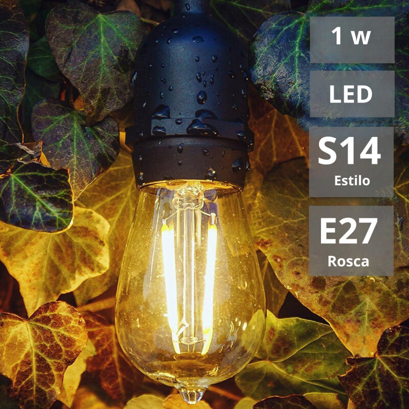 Guirnalda Guia De Luces Patio Jardín Luz Calidad Led Negro