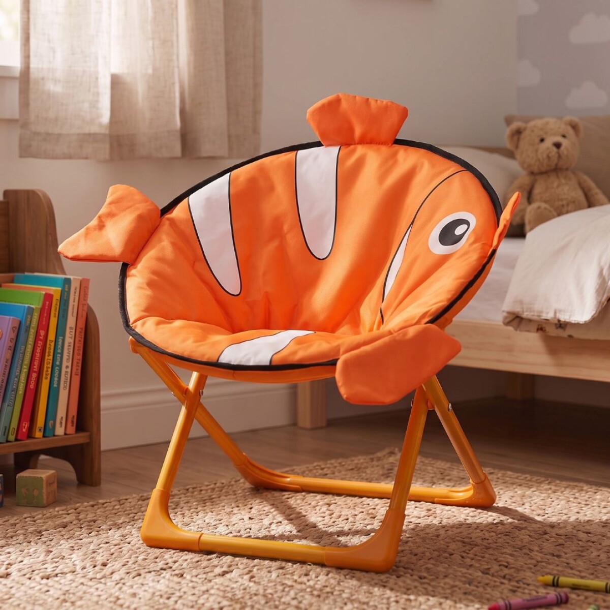 Silla Honguito Infantil Plegable de Metal - Pez Naranja 