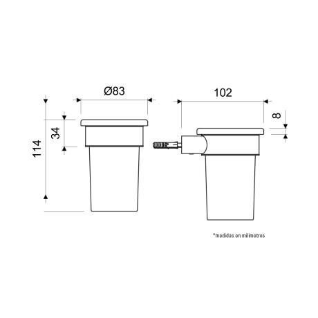 PORTA VASO CON VASO METAL DALIA MATE PARA BAÑO ACERO 000