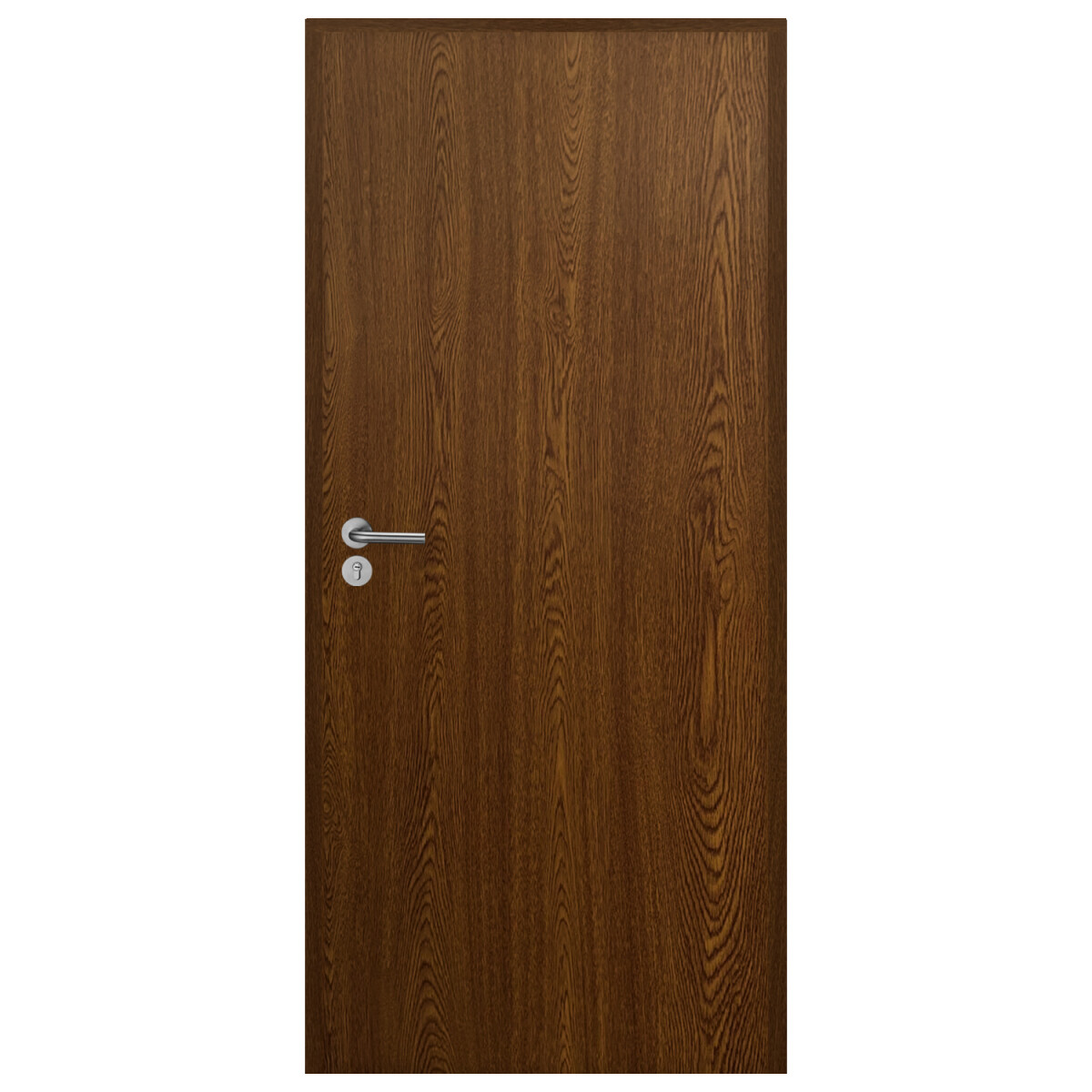 Puerta Interior en MDF con Marco y Cerradura Lumax - Marrón Oscuro Lisa Herraje Plateado 