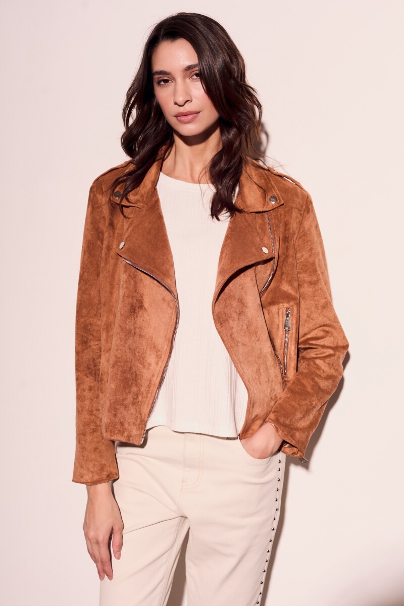 Campera Gamuza Cuero Vegano - Camel 