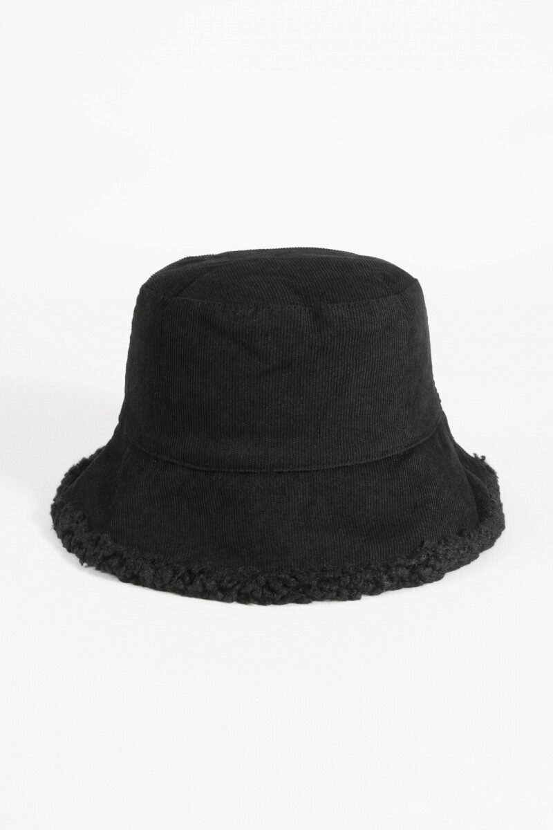 Gorro bucket reversible corderito pana negro