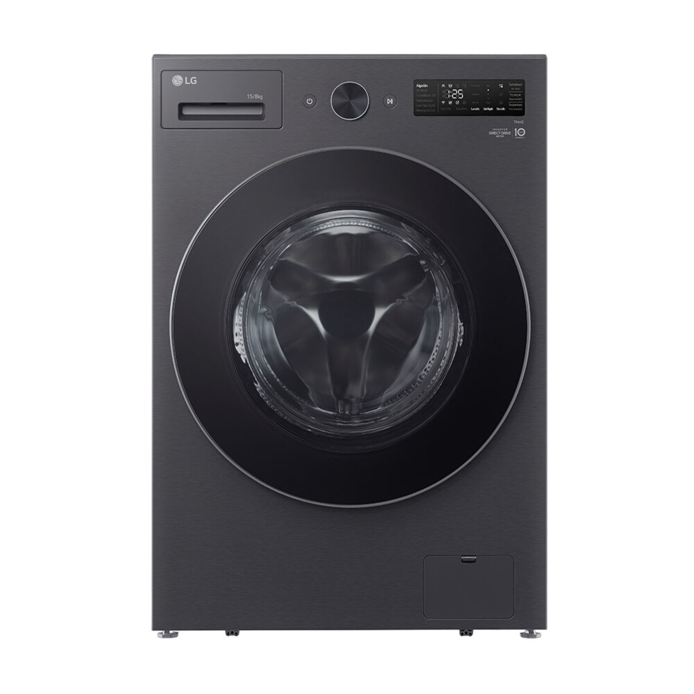 LAVASECARROPAS INVERTER LG 15-KG-LAVADO-8-KG-SECADO NEGRO WD15EBNTSPG