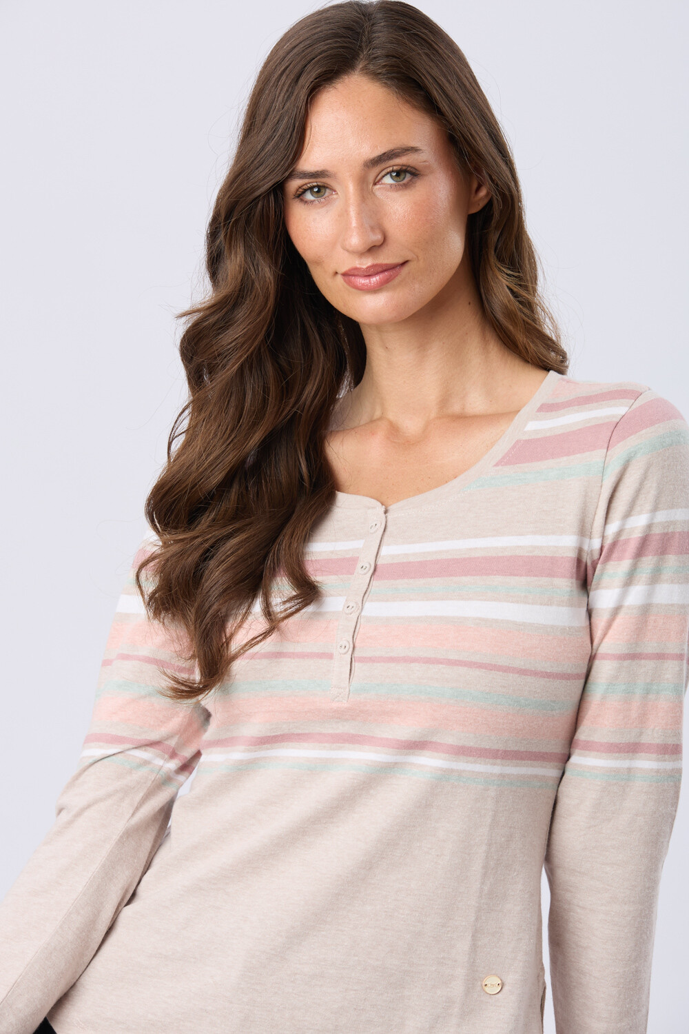 REMERA RAYADA DE ALGODÓN Beige