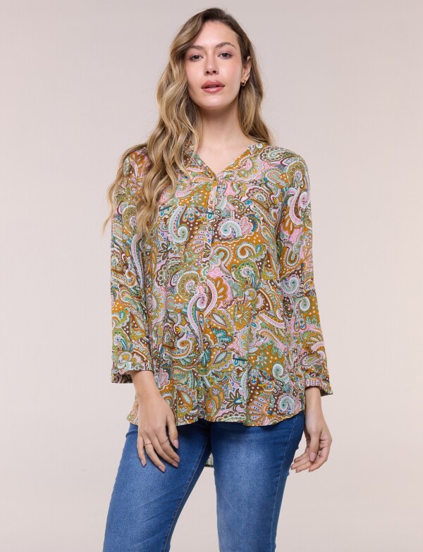 Blusa Holgada Arabescos MULTI/TOSTADO