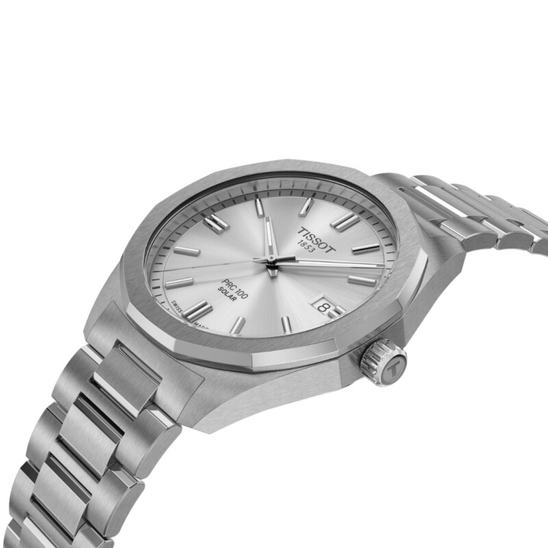 Reloj Tissot T1514221103100 PRC 100 Solar 39mm para hombre Plateado