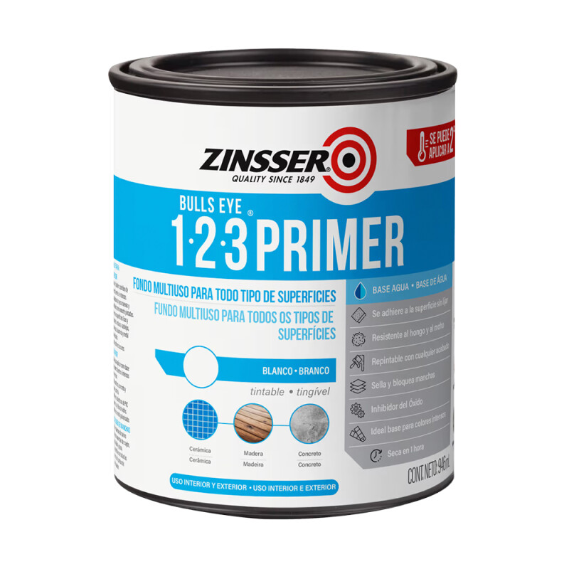 ZINSSER PRIMER 1-2-3 B-AGUA INTERIOR-EXTERIOR- 3.78LTS ZINSSER PRIMER 1-2-3 B-AGUA INTERIOR-EXTERIOR- 3.78LTS