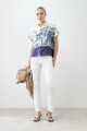 Camisa estampada manga corta azul