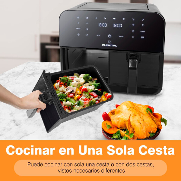 Freidora Sin Aceite Digital Doble Cesto 9 L Punktal Pk-909 Fd FREIDORA SIN ACEITE PUNKTAL PK-909FD