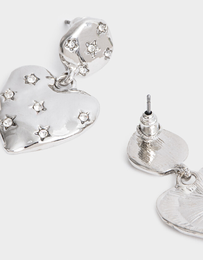 Aros Colgantes Cortos Limited Edition Aros Colgantes Cortos De Corazón - Plateado