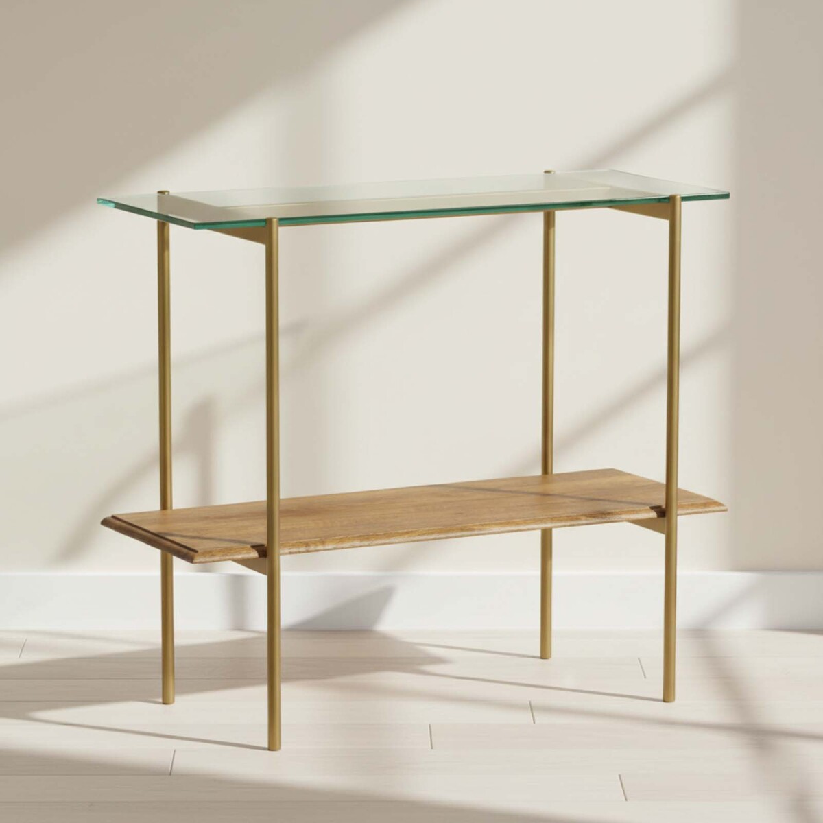 CONSOLA - MADERA-Y-VIDRIO NATURAL-BEIGE MARILYN NATURAL 