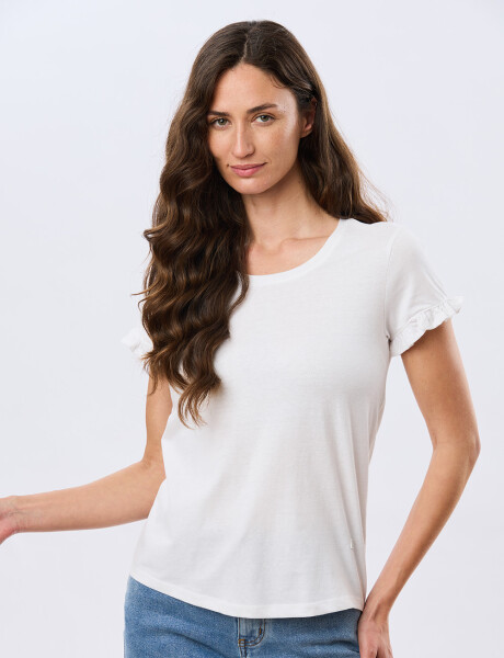 REMERA DE ALGODÓN CON VOLADO Blanco